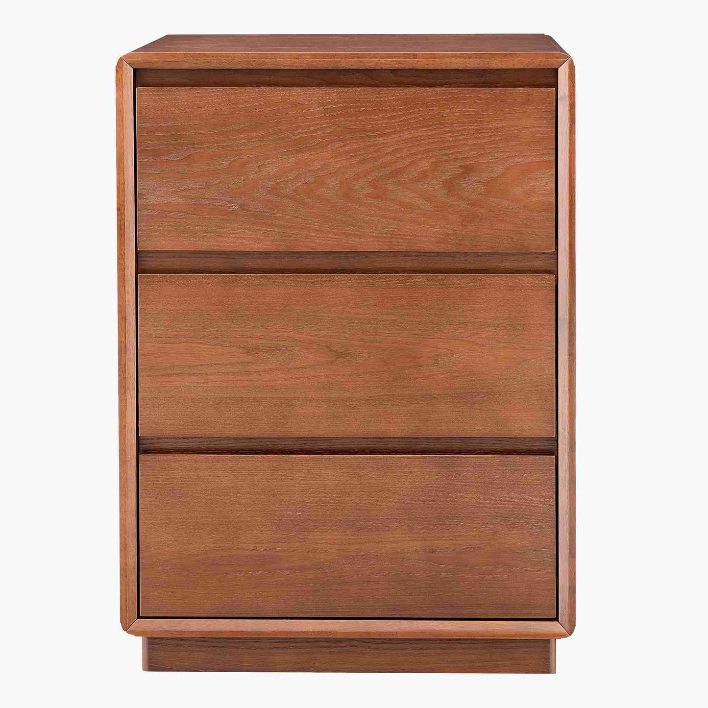 SUCSSRICH 25.8 Inch Solid Wood Nightstand with 3 Drawers Natural Wood Night Stand Mid Century Modern Nightstand with Storage