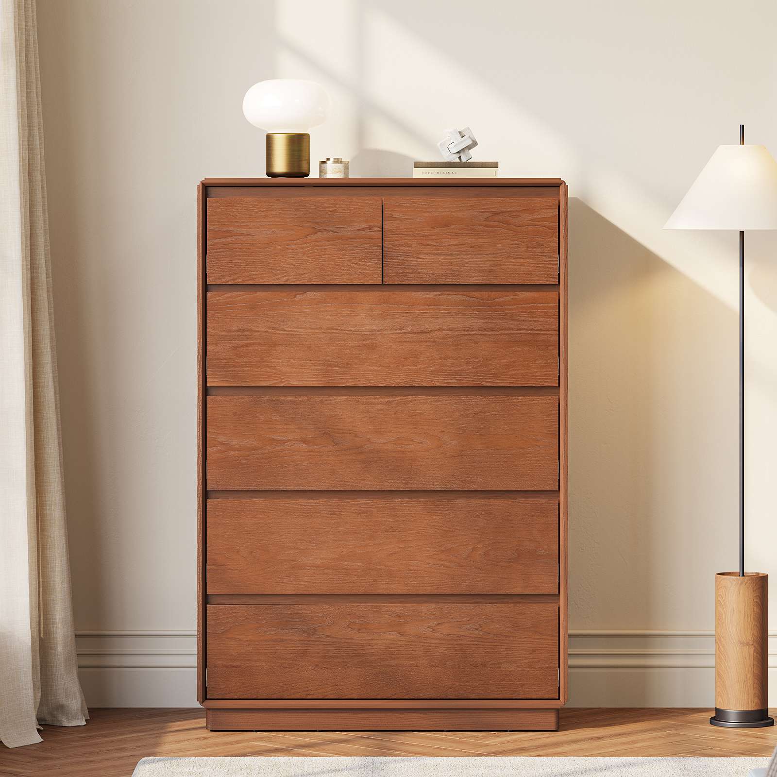 SUCSSRICH 29.5 Inch Solid Wood Dresser with 6 Drawer Natural Solid Woo SUCSSRICH 29.5 Inch Solid Wood Dresser with 6 Drawer Natural Solid Woo