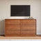 SUCSSRICH | 55.2" Solid Wood 6-Drawer Dresser, Mid Century Wide Chest for Bedroom, Oak Brown
