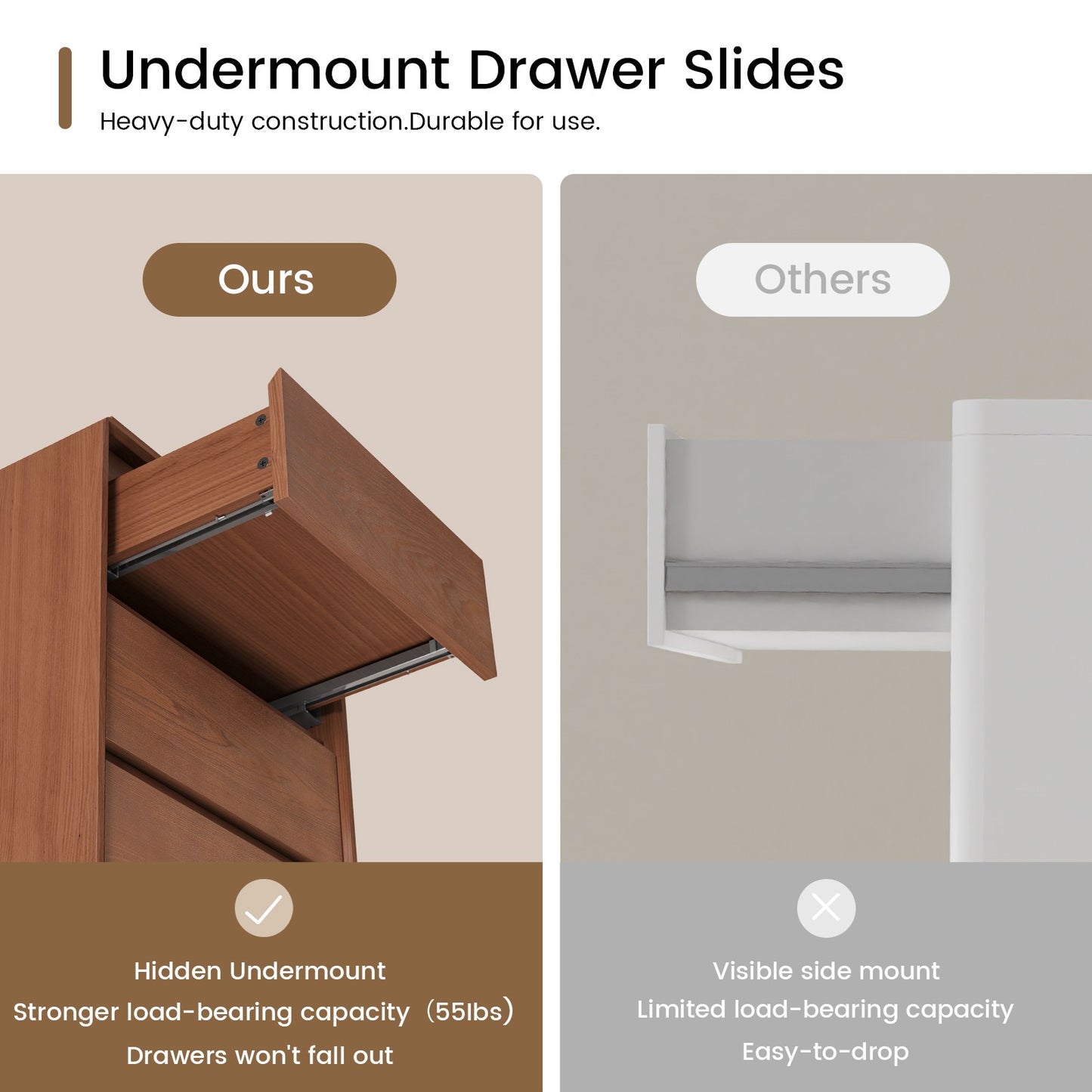 SUCSSRICH 25.8 Inch Solid Wood Nightstand with 3 Drawers Natural Wood Night Stand Mid Century Modern Nightstand with Storage