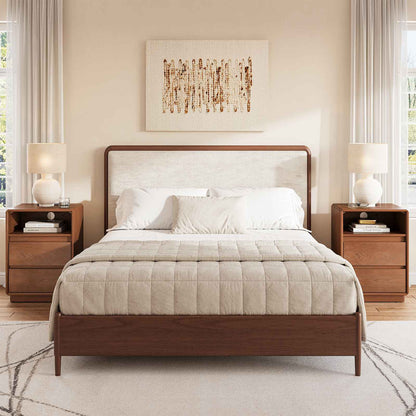 SUCSSRICH 25.8 Inch Solid Wood Nightstand with 2 Drawers and with Charging Station Natural Wood Night Stand Bedside Table