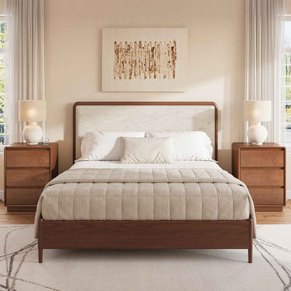 SUCSSRICH 25.8 Inch Solid Wood Nightstand with 3 Drawers Natural Wood Night Stand Mid Century Modern Nightstand with Storage