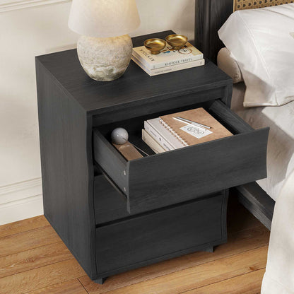 SUCSSRICH | Black Nightstand with 3 Drawers – Modern Bedside Table with Large Storage & Silent Slides, Wooden End Table for Bedroom