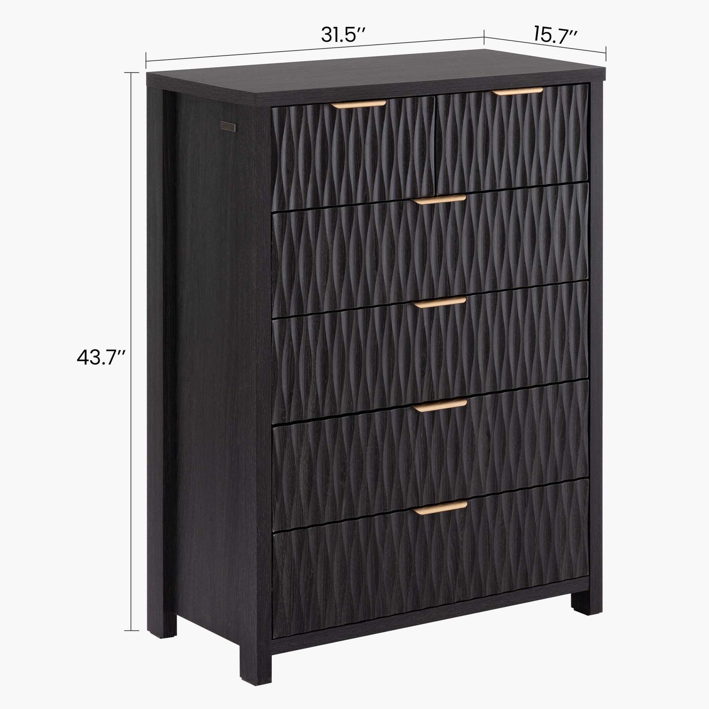 SUCSSRICH 43.7 Inch Dresser with 6 Drawers Tall Drawers for Bedroom Modern Chest of Wood Drawer Organizer for Living Room Hallway Entryway