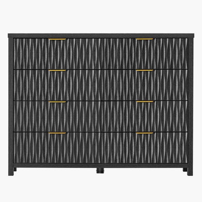 SUCSSRICH 46.9 Inch Dresser with 8 Drawers Wide Modern Chest of Drawers with Metal Handle Wood Dresser TV Stand Wood Storage Organizer for Bedroom Living Room