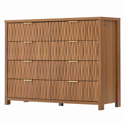 SUCSSRICH 46.9 Inch Dresser with 8 Drawers Wide Modern Chest of Drawers with Metal Handle Wood Dresser TV Stand Wood Storage Organizer for Bedroom Living Room