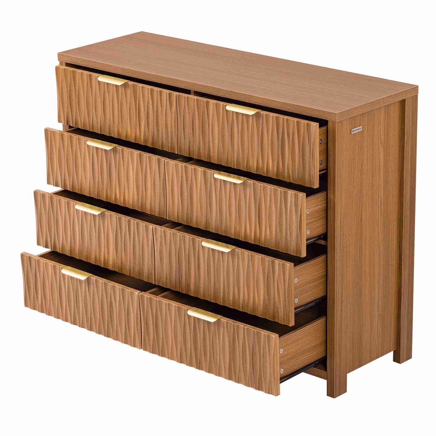 SUCSSRICH 46.9 Inch Dresser with 8 Drawers Wide Modern Chest of Drawers with Metal Handle Wood Dresser TV Stand Wood Storage Organizer for Bedroom Living Room