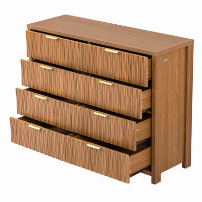 SUCSSRICH 46.9 Inch Dresser with 8 Drawers Wide Modern Chest of Drawers with Metal Handle Wood Dresser TV Stand Wood Storage Organizer for Bedroom Living Room