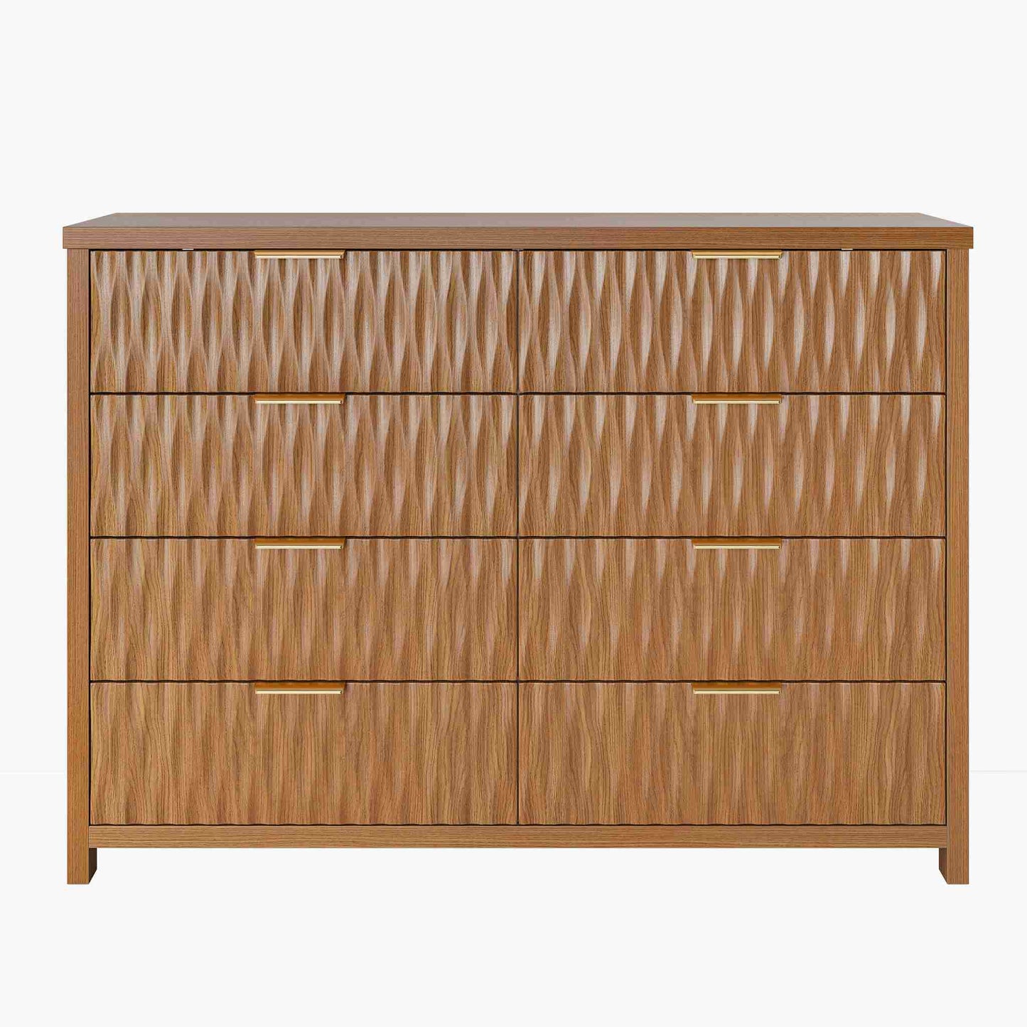 SUCSSRICH 46.9 Inch Dresser with 8 Drawers Wide Modern Chest of Drawers with Metal Handle Wood Dresser TV Stand Wood Storage Organizer for Bedroom Living Room