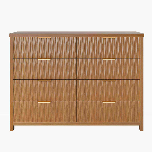 SUCSSRICH 46.9 Inch Dresser with 8 Drawers Wide Modern Chest of Drawers with Metal Handle Wood Dresser TV Stand Wood Storage Organizer for Bedroom Living Room