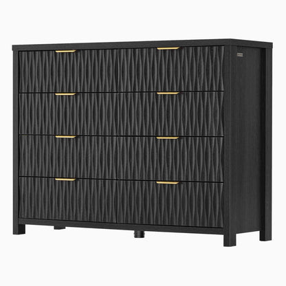SUCSSRICH | 46.9 Inch Dresser with 8 Drawers Wide Modern Chest of Drawers with Metal Handle Wood Dresser TV Stand Wood Storage Organizer for Bedroom Living Room