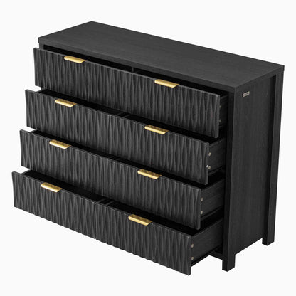 SUCSSRICH 46.9 Inch Dresser with 8 Drawers Wide Modern Chest of Drawers with Metal Handle Wood Dresser TV Stand Wood Storage Organizer for Bedroom Living Room