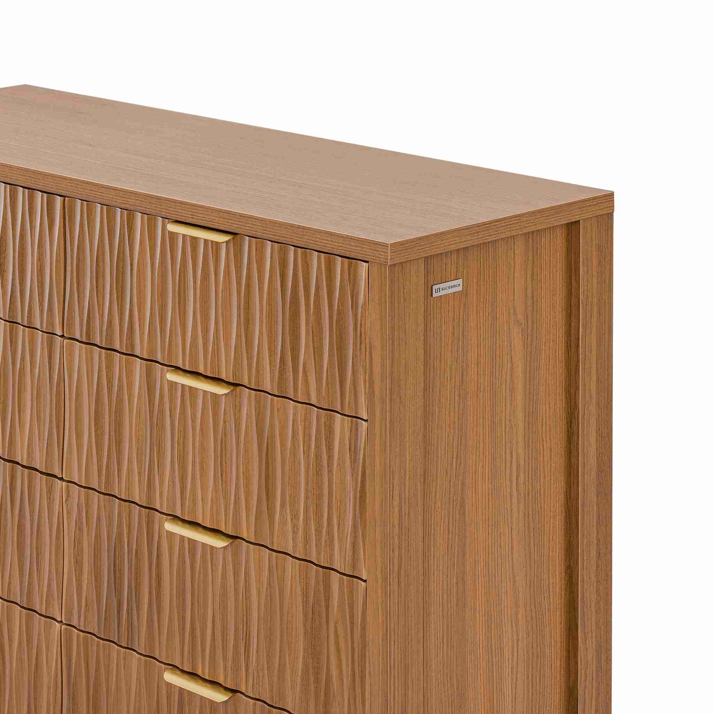 SUCSSRICH 46.9 Inch Dresser with 8 Drawers Wide Modern Chest of Drawers with Metal Handle Wood Dresser TV Stand Wood Storage Organizer for Bedroom Living Room