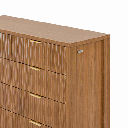 SUCSSRICH 46.9 Inch Dresser with 8 Drawers Wide Modern Chest of Drawers with Metal Handle Wood Dresser TV Stand Wood Storage Organizer for Bedroom Living Room