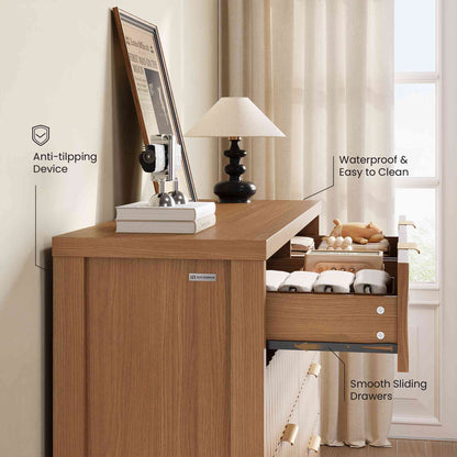 SUCSSRICH 46.9 Inch Dresser with 8 Drawers Wide Modern Chest of Drawers with Metal Handle Wood Dresser TV Stand Wood Storage Organizer for Bedroom Living Room
