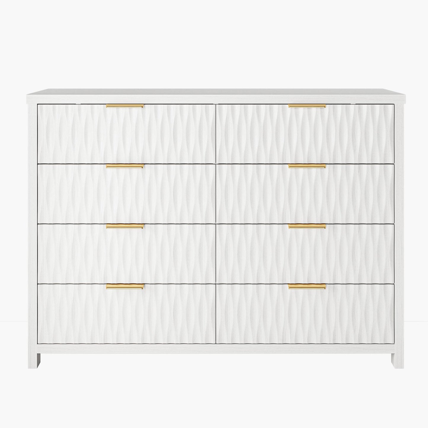 SUCSSRICH 46.9 Inch Dresser with 8 Drawers Wide Modern Chest of Drawers with Metal Handle Wood Dresser TV Stand Wood Storage Organizer for Bedroom Living Room