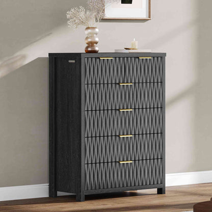 SUCSSRICH 43.7 Inch Dresser with 6 Drawers Tall Drawers for Bedroom Modern Chest of Wood Drawer Organizer for Living Room Hallway Entryway