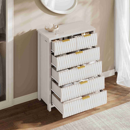 SUCSSRICH 43.7 Inch Dresser with 6 Drawers Tall Drawers for Bedroom Modern Chest of Wood Drawer Organizer for Living Room Hallway Entryway