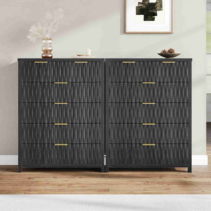 SUCSSRICH 43.7 Inch Dresser with 6 Drawers Tall Drawers for Bedroom Modern Chest of Wood Drawer Organizer for Living Room Hallway Entryway