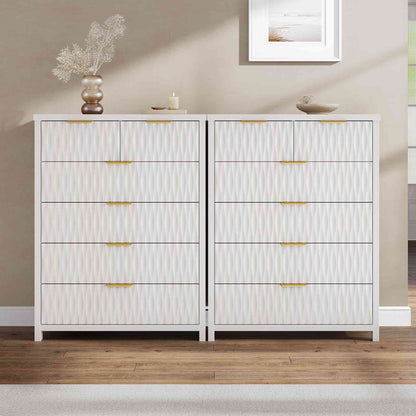 SUCSSRICH 43.7 Inch Dresser with 6 Drawers Tall Drawers for Bedroom Modern Chest of Wood Drawer Organizer for Living Room Hallway Entryway
