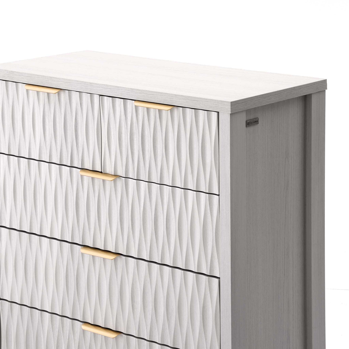 SUCSSRICH 43.7 Inch Dresser with 6 Drawers Tall Drawers for Bedroom Modern Chest of Wood Drawer Organizer for Living Room Hallway Entryway