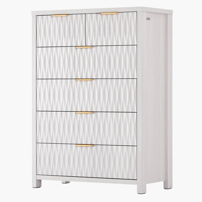 SUCSSRICH | 43.7 Inch Dresser with 6 Drawers Tall Drawers for Bedroom Modern Chest of Wood Drawer Organizer for Living Room Hallway Entryway