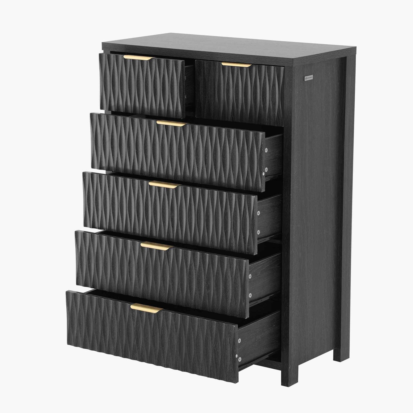 SUCSSRICH 43.7 Inch Dresser with 6 Drawers Tall Drawers for Bedroom Modern Chest of Wood Drawer Organizer for Living Room Hallway Entryway