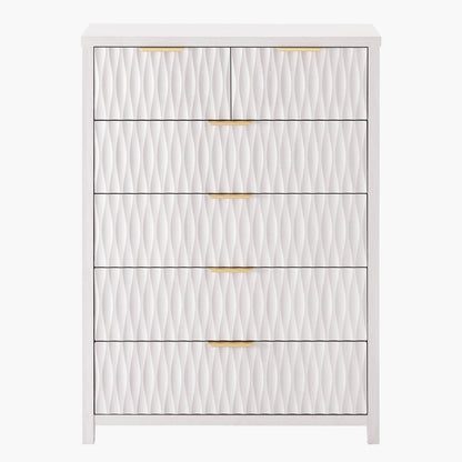 SUCSSRICH 43.7 Inch Dresser with 6 Drawers Tall Drawers for Bedroom Modern Chest of Wood Drawer Organizer for Living Room Hallway Entryway
