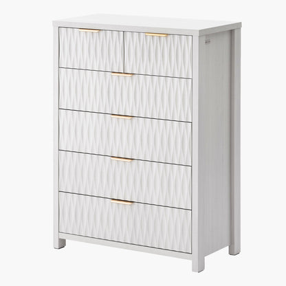 SUCSSRICH 43.7 Inch Dresser with 6 Drawers Tall Drawers for Bedroom Modern Chest of Wood Drawer Organizer for Living Room Hallway Entryway