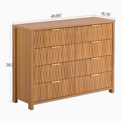 SUCSSRICH 46.9 Inch Dresser with 8 Drawers Wide Modern Chest of Drawers with Metal Handle Wood Dresser TV Stand Wood Storage Organizer for Bedroom Living Room