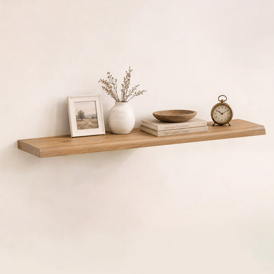 SUCSSRICH | 48 Inch Solid Wood Floating Shelves, Natural Wall Shelves for Living Room