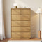 SUCSSRICH | 29.5" Inch Solid Wood 6 Drawer Dresser, Natural Wood Tall Chest of Drawers with Spacious Storage