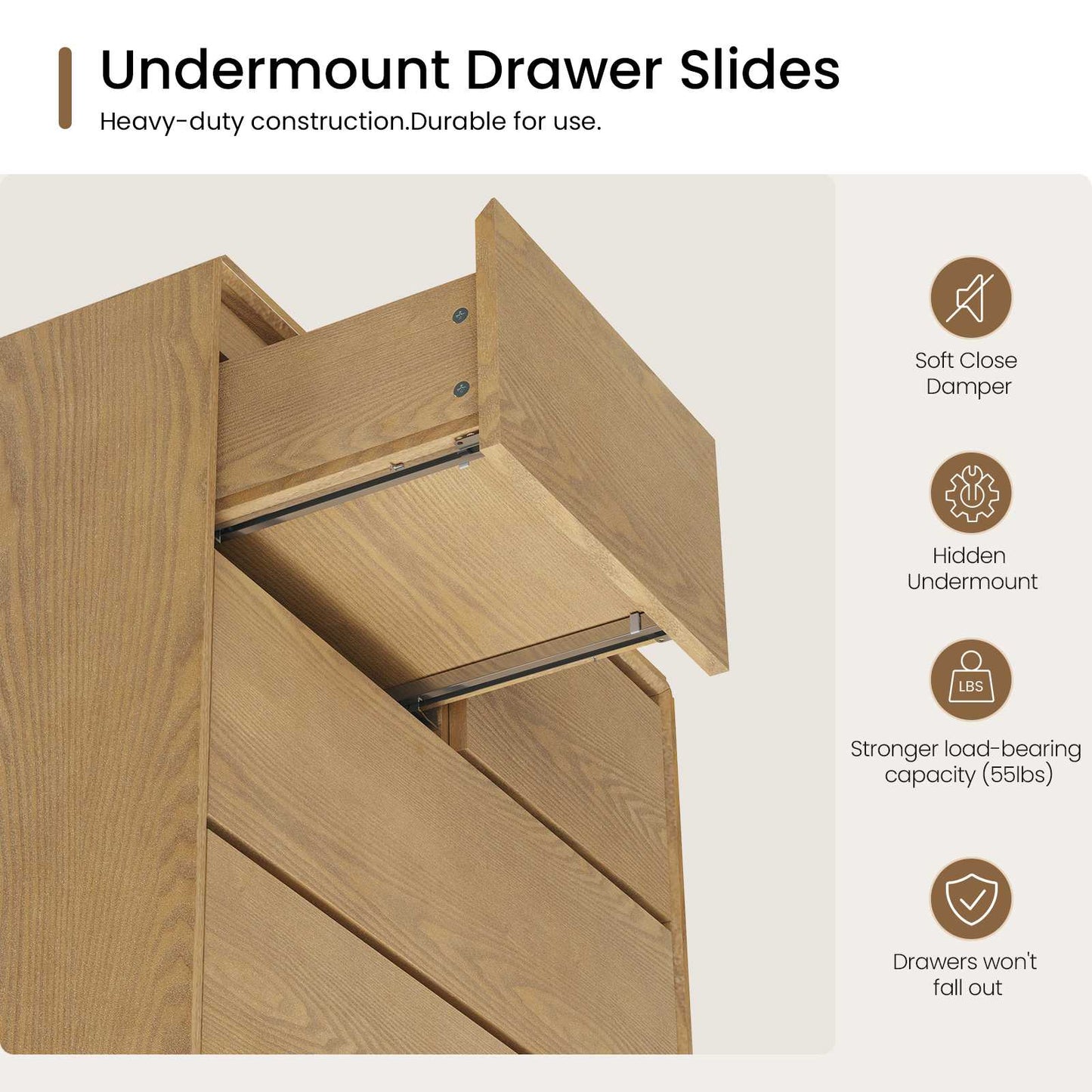 SUCSSRICH | 29.5" Inch Solid Wood 6 Drawer Dresser, Natural Wood Tall Chest of Drawers with Spacious Storage