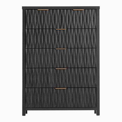 SUCSSRICH 43.7 Inch Dresser with 6 Drawers Tall Drawers for Bedroom Modern Chest of Wood Drawer Organizer for Living Room Hallway Entryway