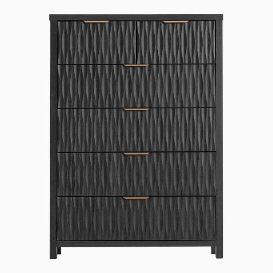 SUCSSRICH 43.7 Inch Dresser with 6 Drawers Tall Drawers for Bedroom Modern Chest of Wood Drawer Organizer for Living Room Hallway Entryway