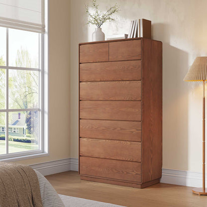 SUCSSRICH 29.5 Inch Solid Wood Dresser with 6/8 Drawer Natural Solid Wood Tall Dresser for Living Room Bedroom