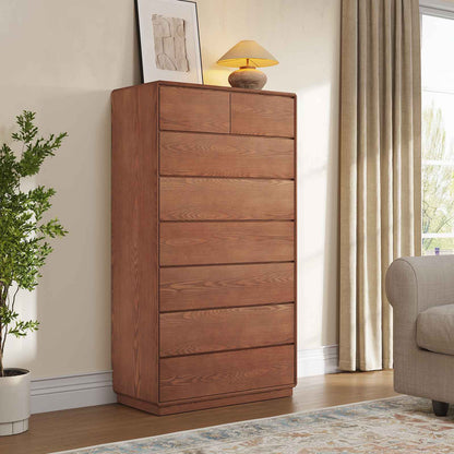 SUCSSRICH 29.5 Inch Solid Wood Dresser with 6/8 Drawer Natural Solid Wood Tall Dresser for Living Room Bedroom
