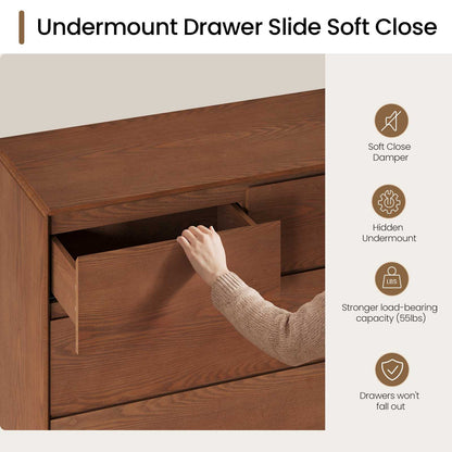 SUCSSRICH 29.5 Inch Solid Wood Dresser with 6/8 Drawer Natural Solid Wood Tall Dresser for Living Room Bedroom