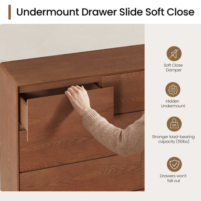 SUCSSRICH 55.2 Inch Solid Wood Dresser with 6/9 Drawers Natural Solid Wood Wide Dresser for Living Room Bedroom