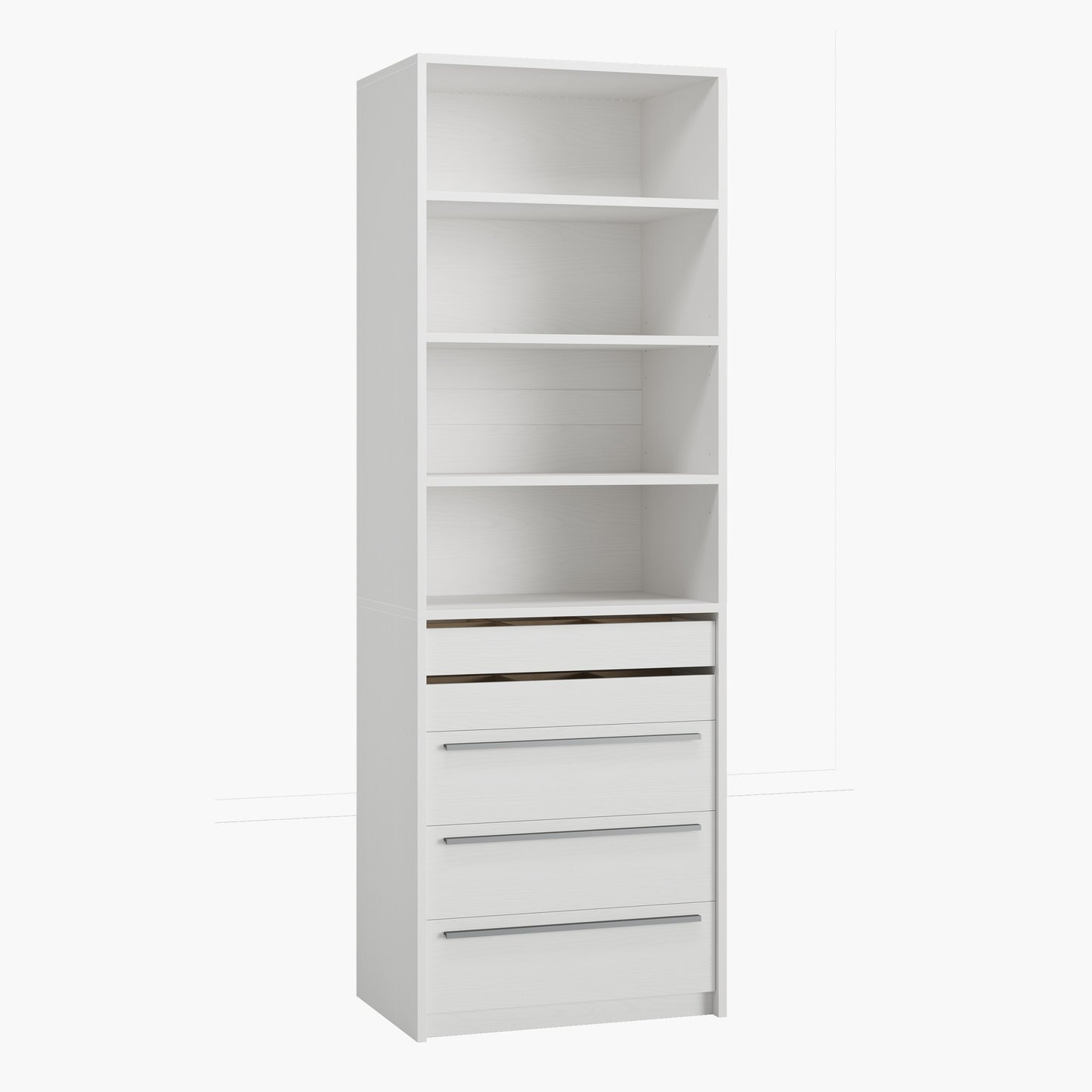 SUCSSRICH | Modular Closet Organizer System with 5 Drawers & 4 Shelves, Freestanding Walk-In Closet Storage (White)