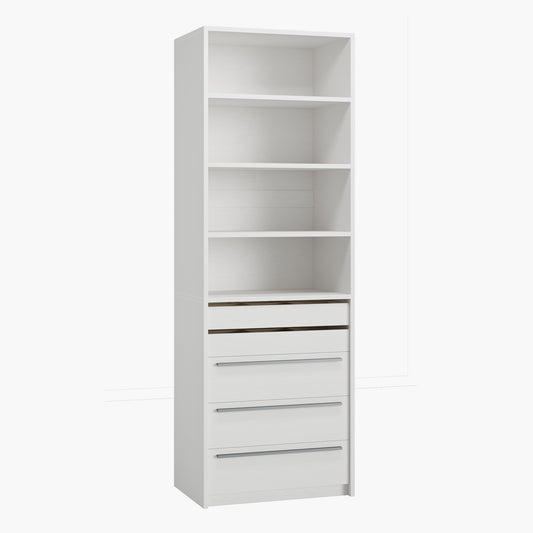 SUCSSRICH | Modular Closet Organizer System with 5 Drawers & 4 Shelves, Freestanding Walk-In Closet Storage (White)