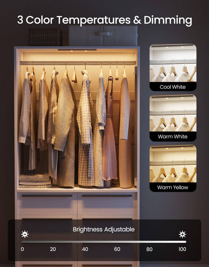 SUCSSRICH | 3FT Walk-In Closet Organizer System with 8 Drawers, Full-Length Mirror, Metal Hanging Rod & Motion Sensor Light (White)
