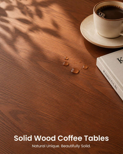 SUCSSRICH | Solid Wood Lift Top Coffee Table with Hidden Storage & Drawers - Brown
