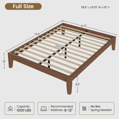 SUCSSRICH | Solid Wood Platform Bed Frame, Japanese Joinery, Natural Bamboo, Japandi Style & No Box Spring Needed