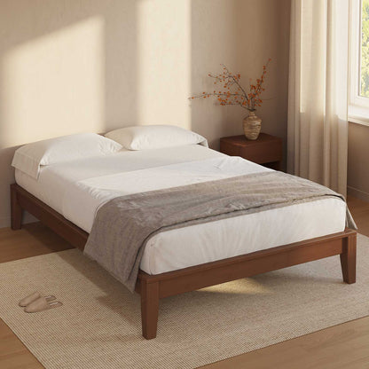 SUCSSRICH | Solid Wood Platform Bed Frame, Japanese Joinery, Natural Bamboo, Japandi Style & No Box Spring Needed