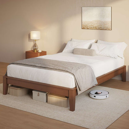 SUCSSRICH | Solid Wood Platform Bed Frame, Japanese Joinery, Natural Bamboo, Japandi Style & No Box Spring Needed