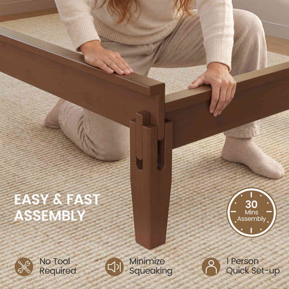 SUCSSRICH | Solid Wood Platform Bed Frame, Japanese Joinery, Natural Bamboo, Japandi Style & No Box Spring Needed