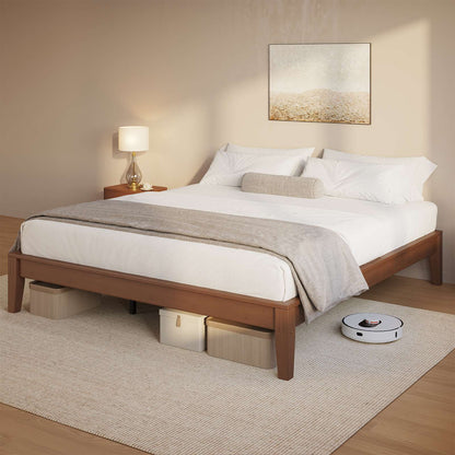 SUCSSRICH | Solid Wood Platform Bed Frame, Japanese Joinery, Natural Bamboo, Japandi Style & No Box Spring Needed