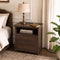 SUCSSRICH | 20-Inch Vintage Farmhouse Nightstand with Charging Station, 2 Drawers & Open Shelf, Elegant Carved Accents and Rustic Metal Handles