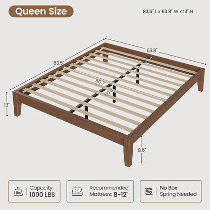 SUCSSRICH | Solid Wood Platform Bed Frame, Japanese Joinery, Natural Bamboo, Japandi Style & No Box Spring Needed